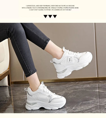 Women Thick Bottom Ultra-light Sneakers New Spring Autumn White Sports Shoes Casual Woman Comfort Breathable Running Shoes.