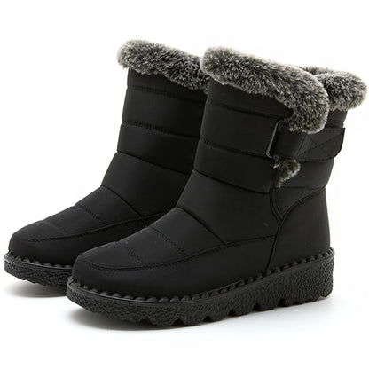 Boots 2025 Women's Boots Fur Botas Mujer Super Warm Winter Boots For Snow Women Low Heels Winter Shoes Woman Black Rubber Boot
