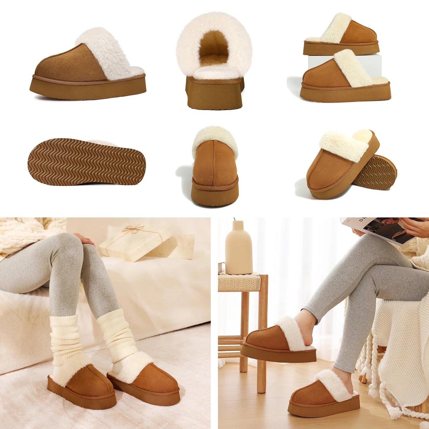 Eyriphy, Größe: 36-37 bis 46-47, Winter-Baumwollschuhe/ Pelzig/ Plateauschuhe/ Damenschuhe/ Hausschuhe Herren/ Baumwollhausschuhe Damen.