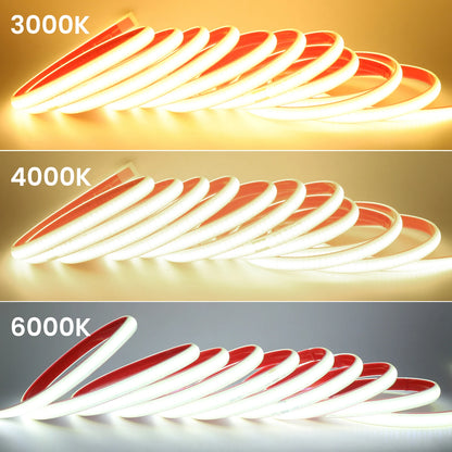 COB LED Strip Dimmable 220V 288LEDs/m Wall Touch Wifi Bluetooth Remote Control Power Kit Waterproof Silicone Tube Adhesive Tape.