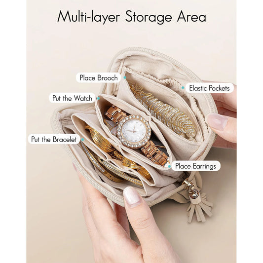 Tassel Jewelry Packing Bag PU Leather Rings Necklace Mini Cosmetic Bag Large Capacity Organizer Jewelry Storage Case Travel.