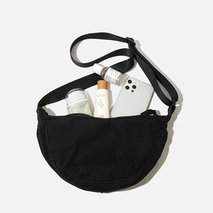 Solid Color Corduroy Women's Hobos Shoulder Bag Retro Casual Female Crossbody Bags Ladies Daily Travel Handbags Messenger Bag.