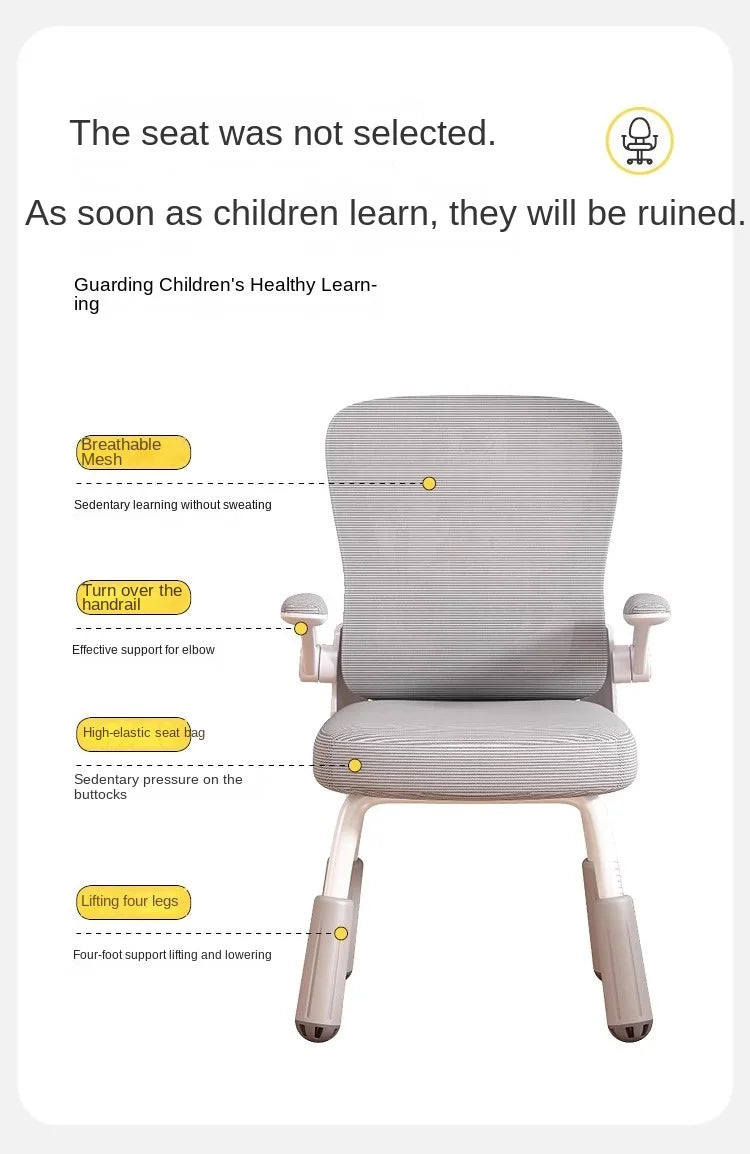 Computerstuhl, Heimsitz, Taille, Studentenschreibtisch, Arbeitsstuhl mit Lift und verstellbarer Rückenlehne