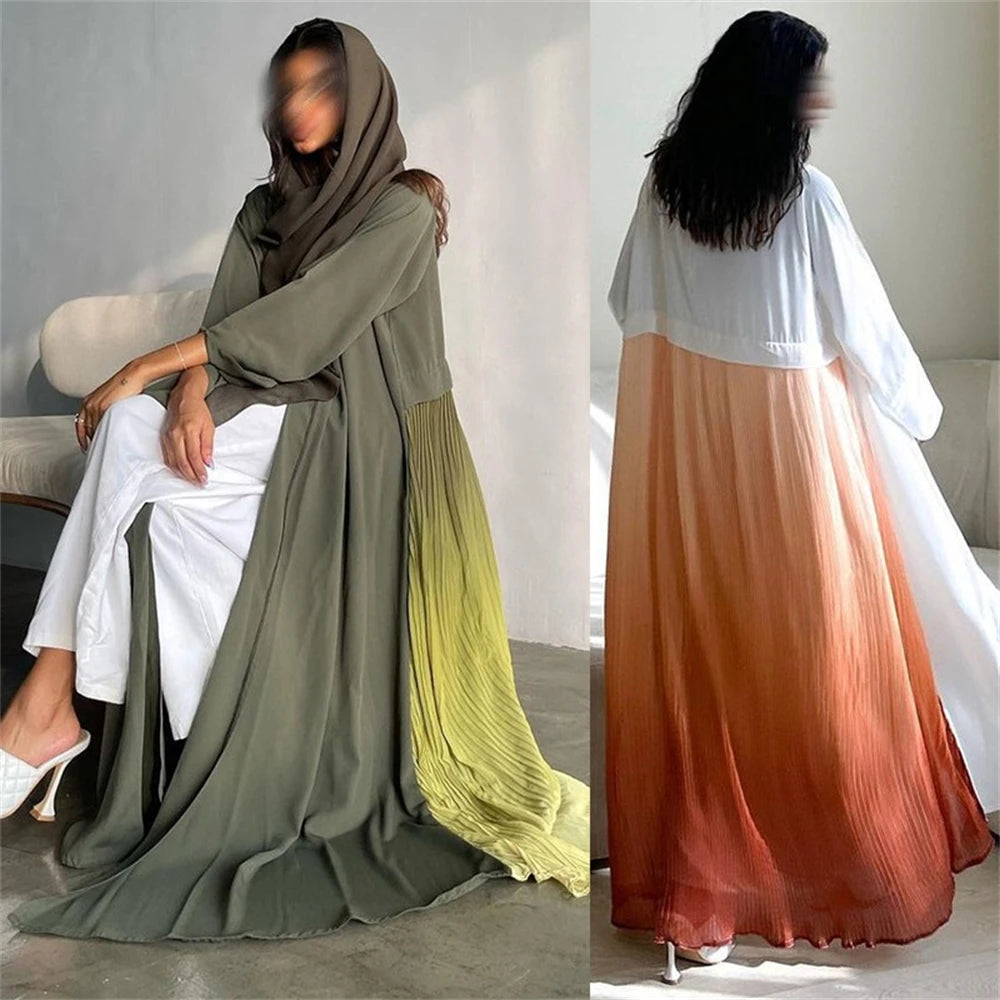 Ramadan Open Chiffon Kimono Abaya Damen Dubai Kaftan Muslim Coat Prayer Clothes Women Djellaba Kebaya Robe Femme Musulmane.