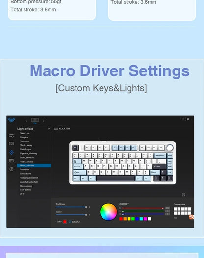 AULA F75 2.4G Wireless/Bluetooth/Wired Gaming Mechanical Keyboard RGB Customized 75% Layout OEM Profile Gasket Structure.