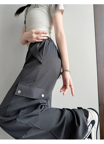 Amerikanischer Fallschirm mit niedriger Taille für Damen im Frühling und Herbst 2022, neue Bergsteiger-Jogginghose mit weitem Bein, schlanke Sport-Arbeitshose.