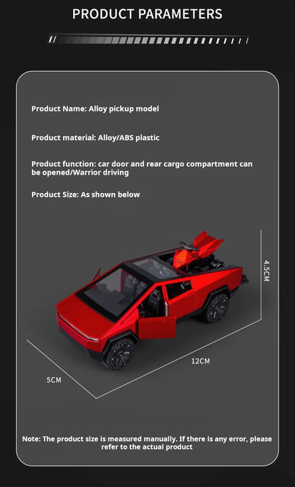 1:36 Cybertruck Toys Off Road Vehicle Die Cast Model Car Beach Motorcycle Hobby Collectible Birthday Gift For Boy.