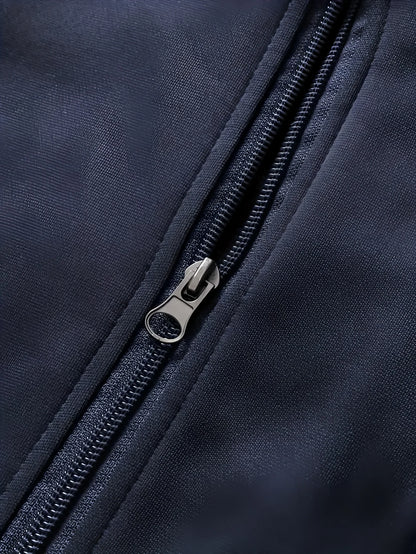 Autumn and winter men's set zipper Stand-up collar sportswear set suitable for fitness running exercise 2 pieces set.