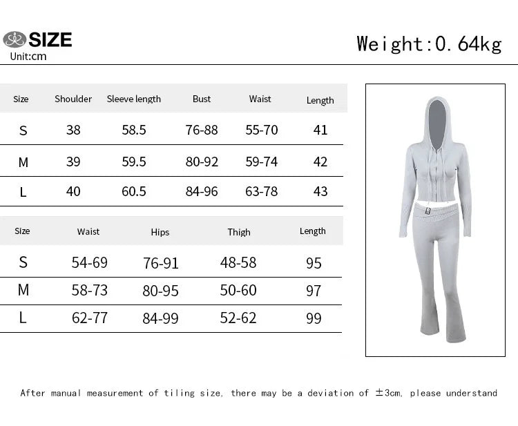 Apprabant Rib Knitted Two Piece Set Women Tracksuit Long Sleeve Zipper Hoodies Skinny Pants Sets Casual Solid Sweatshirt Suits.