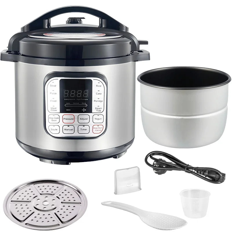 6L Multifunction Electric Pressure Cookers Soup Porridge Heating Meal Heater Kitchen Stainless Steel Multicooker Rice Cooker.