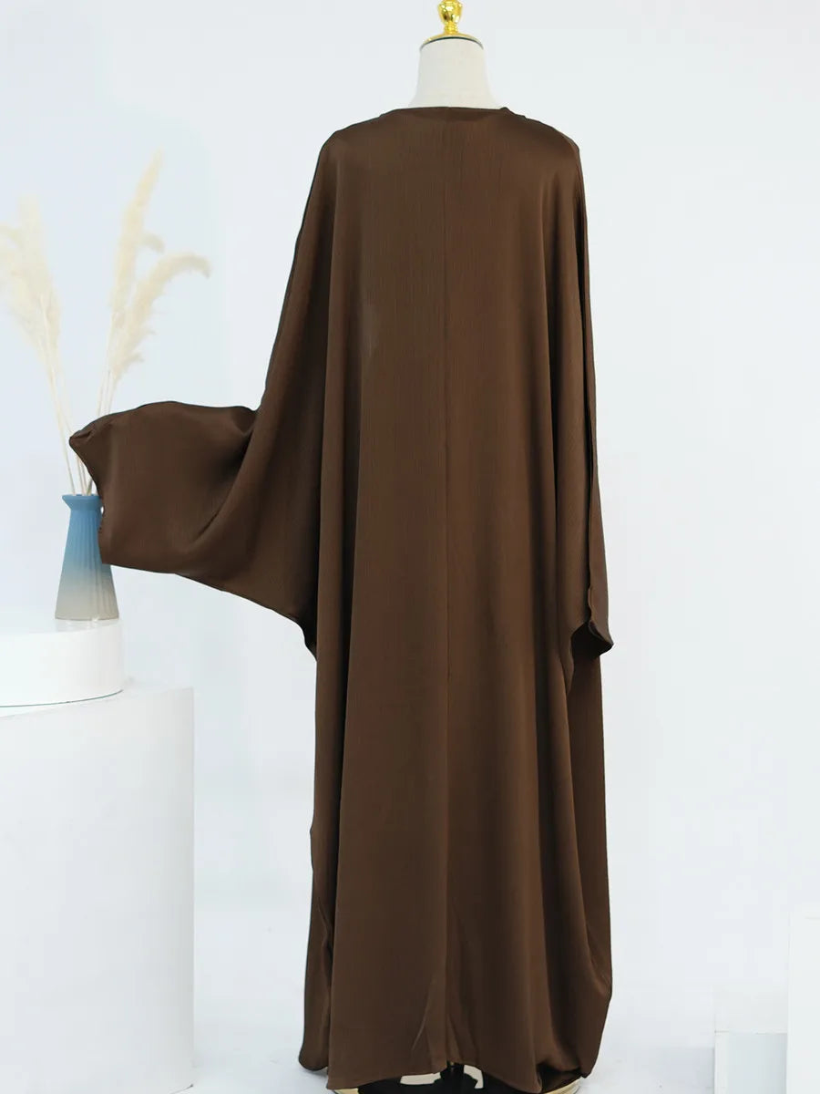 Muslim Turkish Women Arabic Dubai Abaya Long Dress Modest Ramadan Robe Liner Dress Kaftan Two-Piece Set Femme Islam Clothing Set.