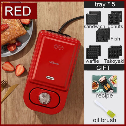 Electric Sandwich Maker Breakfast Machine Household Light Food Multi-Function Waffle Maker Takoyaki Toast Donut Pressure Toaster