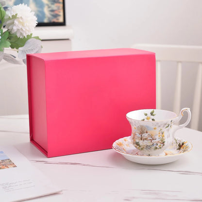 Coffee Cup and Saucer Set Month Flower Mug Bone China Drinking Set Ceramic Cup and Saucer Home Teacup Dessert Saucer Gifts