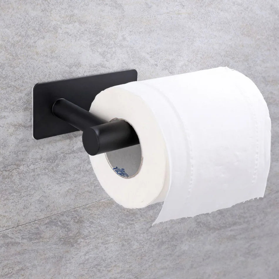 Papierhalter aus Edelstahl, weiß, selbstklebend, Wandhalterung, Ständer, Küche, Badezimmer, Toilettenpapier, Handtuch, Seidenrollenregal, gebürstetes Gold