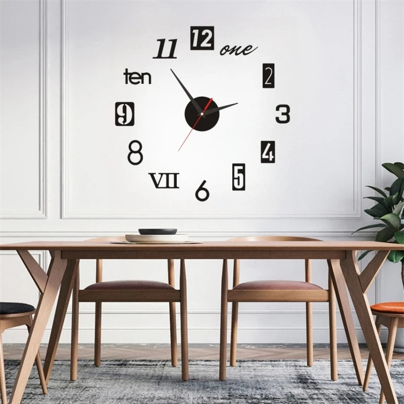 2D/3D Große Römische Ziffer Acryl Spiegel Wanduhr Aufkleber Mode DIY Quarz Uhren Uhr Hause Dekoration Wohnzimmer Aufkleber
