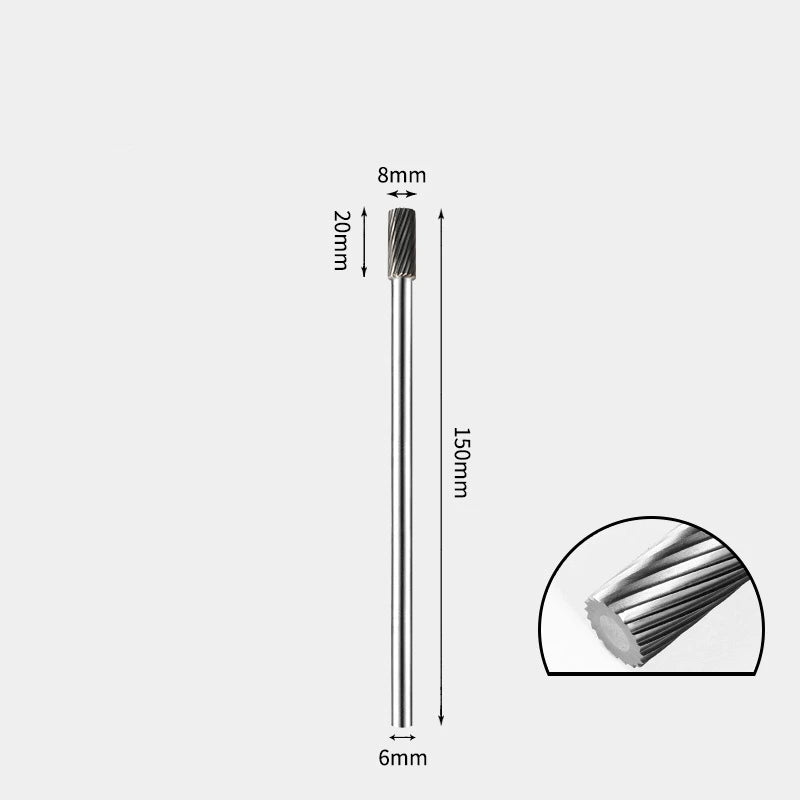 Hartmetallfräser, Wolframstahl-Schleifkopf, zylindrisch 6 mm, AE AX AX Metallfräser