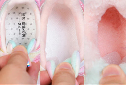 Disney Girls' Casual Shoes Led Lights Mesh Breathable Children's Sports  Princess Elsa Pink Purple Shoes Sneakers Size 22-37.