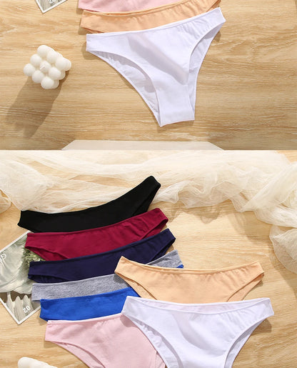FINETOO 5PCS/Set M-XXL Panties Women Cotton Lingerie Woman Underwear Sexy Femme Underwear Girls Underpant Panty 7 Solid Colors.