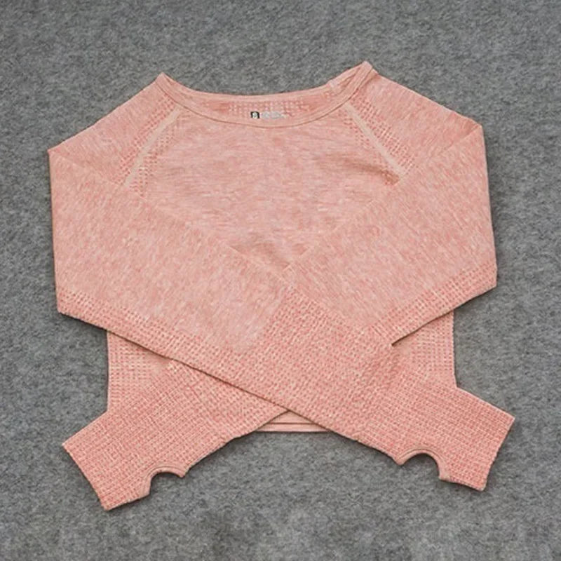 Cloud Hide Fitness Yoga Shirt Sexy Sports Gym Tank Crop Top Running Long Sleeve Blouse Winter T-Shirt Women Workout Sportswear