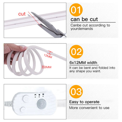 DC5V Neon LED Light Strip Wiress PIR Motion Sensor 6X12MM Silicone Tube Rope SMD2835 120Leds/m Waterproof Flexible Tape Ribbon.