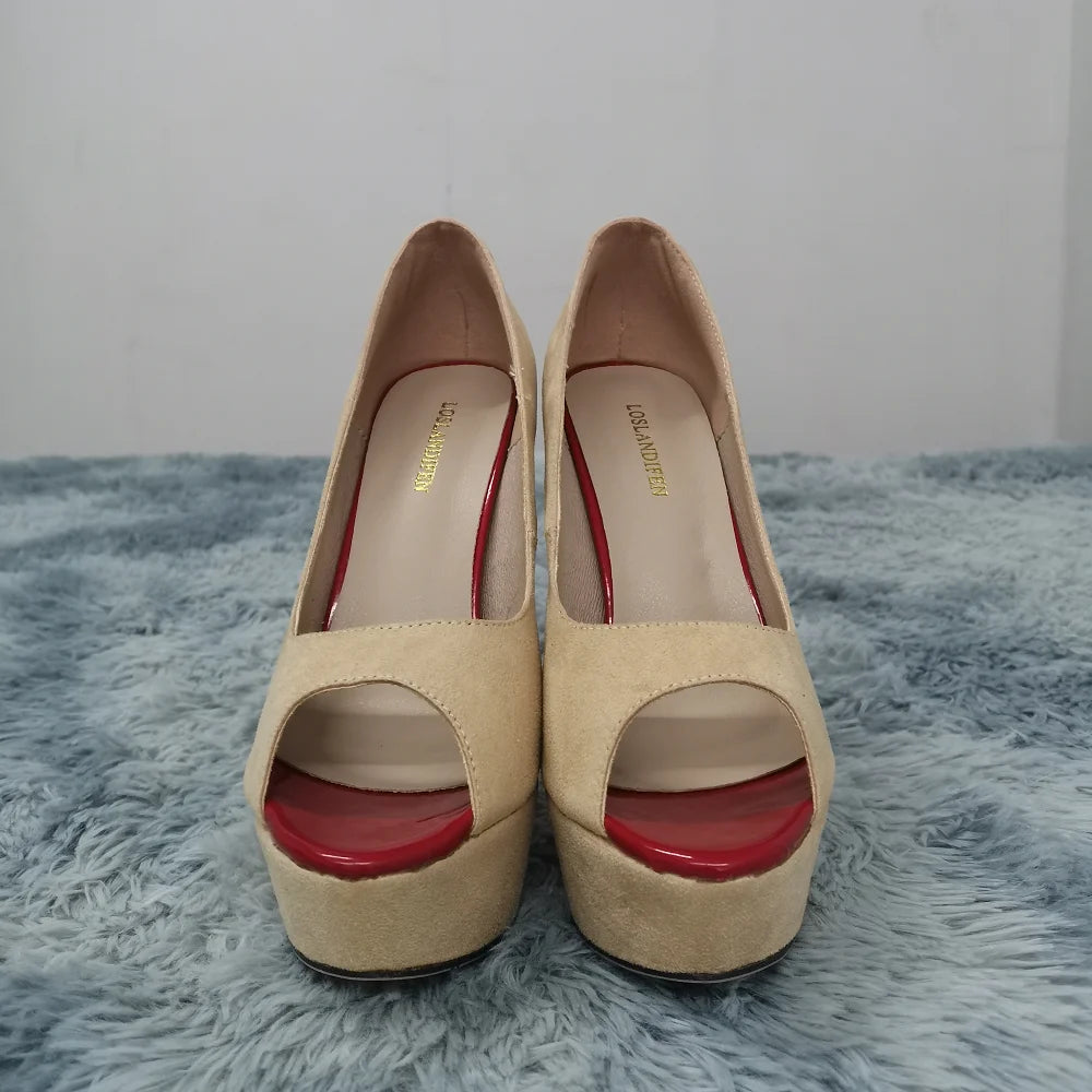 Men's Platform High Heels 14cm Cross-dresser Unisex Drag Queen Sandals Sexy Peep Toe Ankle Strap Stilettos Pumps Party Shoes.