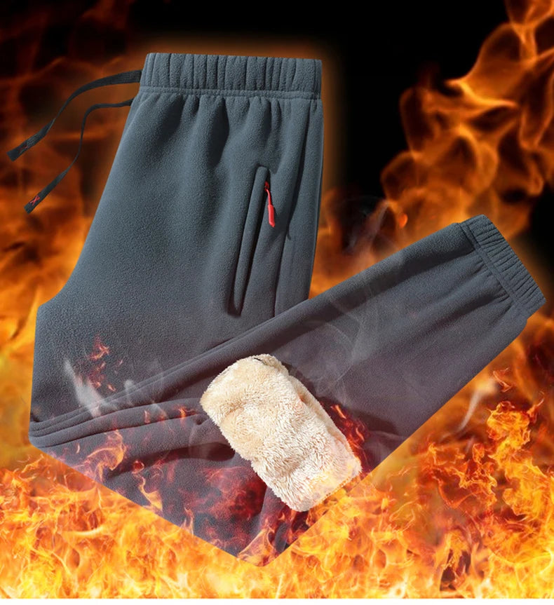 8XL Men's Down Pants Plus Size Winter Plus Velvet Thick Loose Cotton Pants Big Size Solid Color Warm Lamb Down Casual Sweatpants.