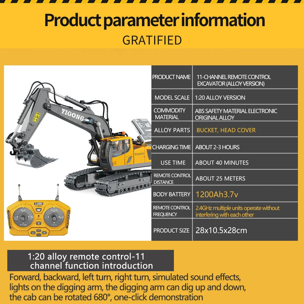 Teeggi 1:20 RC Excavator Car Children Toys 2.4G Remote Control Dump Truck Car Bulldozer Toy Radio Electric Car For Children Gift.