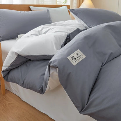 2025 new solid color matching pure cotton quilt cover bed four-piece set student dormitory 3-piece set available in all seasons