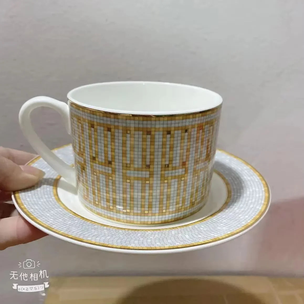 12Pcs gift box set Striped Dot Ceramic Espresso Coffee Cup Tea Milk Drinking Cups with Handle Mug for Office Novelty Gift.