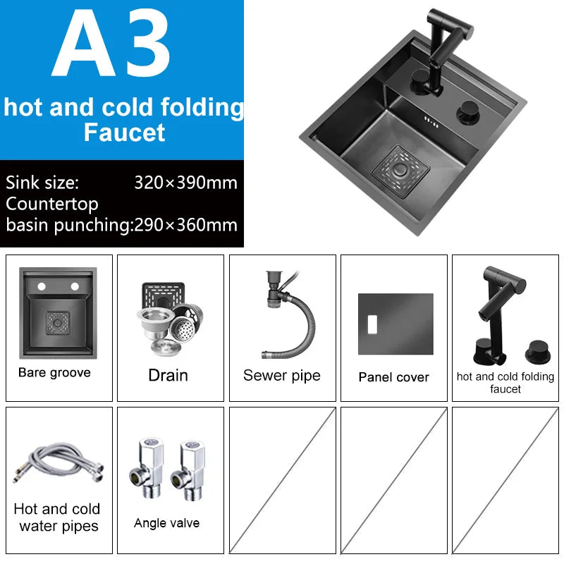 Stainless Steel Kitchen Sink Concealed Mini Single Sink Apartment Bar Multifunctional Hand Wash Fruit and Vegetable Basin