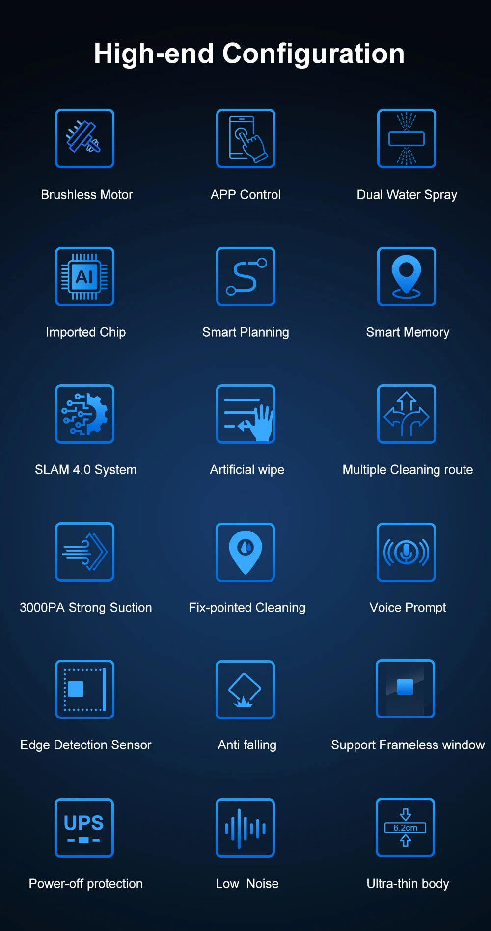 ABIR WD8 Robot Window Vacuum Cleaner,Dual Water Spray,Laser Sensor,Smart Home Glass Wall Wet Dry Cleaning ,APP&Remote Control.