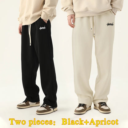 Men's Graphic Drawstring Waist Sweatpants, Regular Fit Casual Pocket Straight Leg Pants for Daily Wear, Men's Bottoms for Season