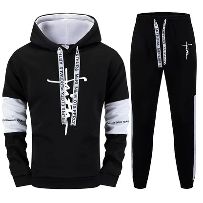 Quality Autumn Winter Simple Mens Tracksuit Casual Sports Hooded Single Sweatshirts And Sweatpant Comfort Outdoor Sports Fitness.