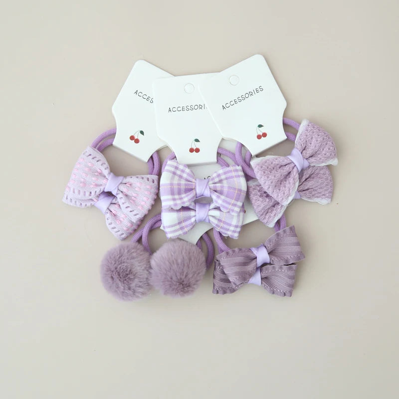 10Pcs/Lot, Elastic Hair Bow Clips for Children, Children's Headwear Hair Accessories for girls, Cute Hair ties, Lovely Hair Rope