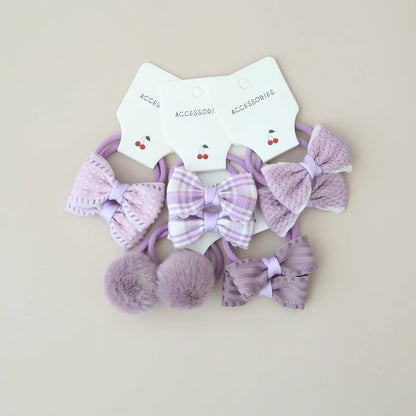 10Pcs/Lot, Elastic Hair Bow Clips for Children, Children's Headwear Hair Accessories for girls, Cute Hair ties, Lovely Hair Rope