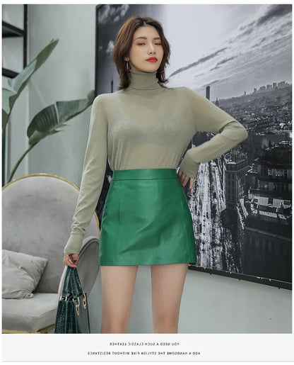 Sheepskin Leather Skirt Women 2024 Fashion New High Waist Skirt Spring Autumn Slim Mini Skirt Genuine Leather Shorts Boots Y2k