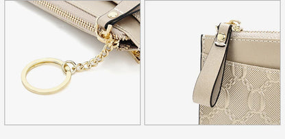 FOXER Split Leather Women's Card Holder Wallet Fashion Anti-theft Thin Wallet Mini Clutch Bag Ladies Short Coin Wallet Purse.