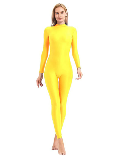 Unisex  Turtleneck Unitard Full Body Leotard  Long Sleeve Yoga Bodysuit Women Catsuit Daily Fitness Wear Cosplay Suits