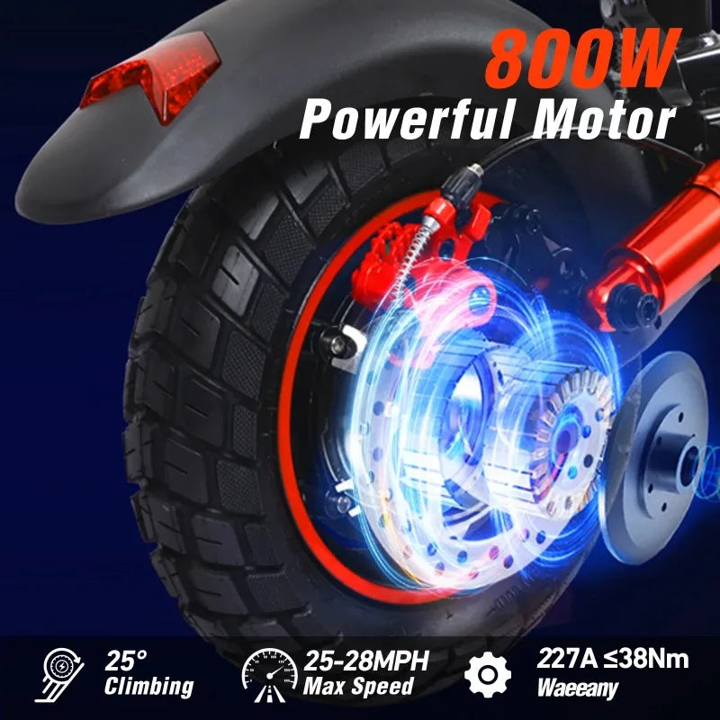 J01 Electric scooter 800W engine 48V15AH lithium battery foldable E-type scooter 10-inch road tires Adult city electric scooter.