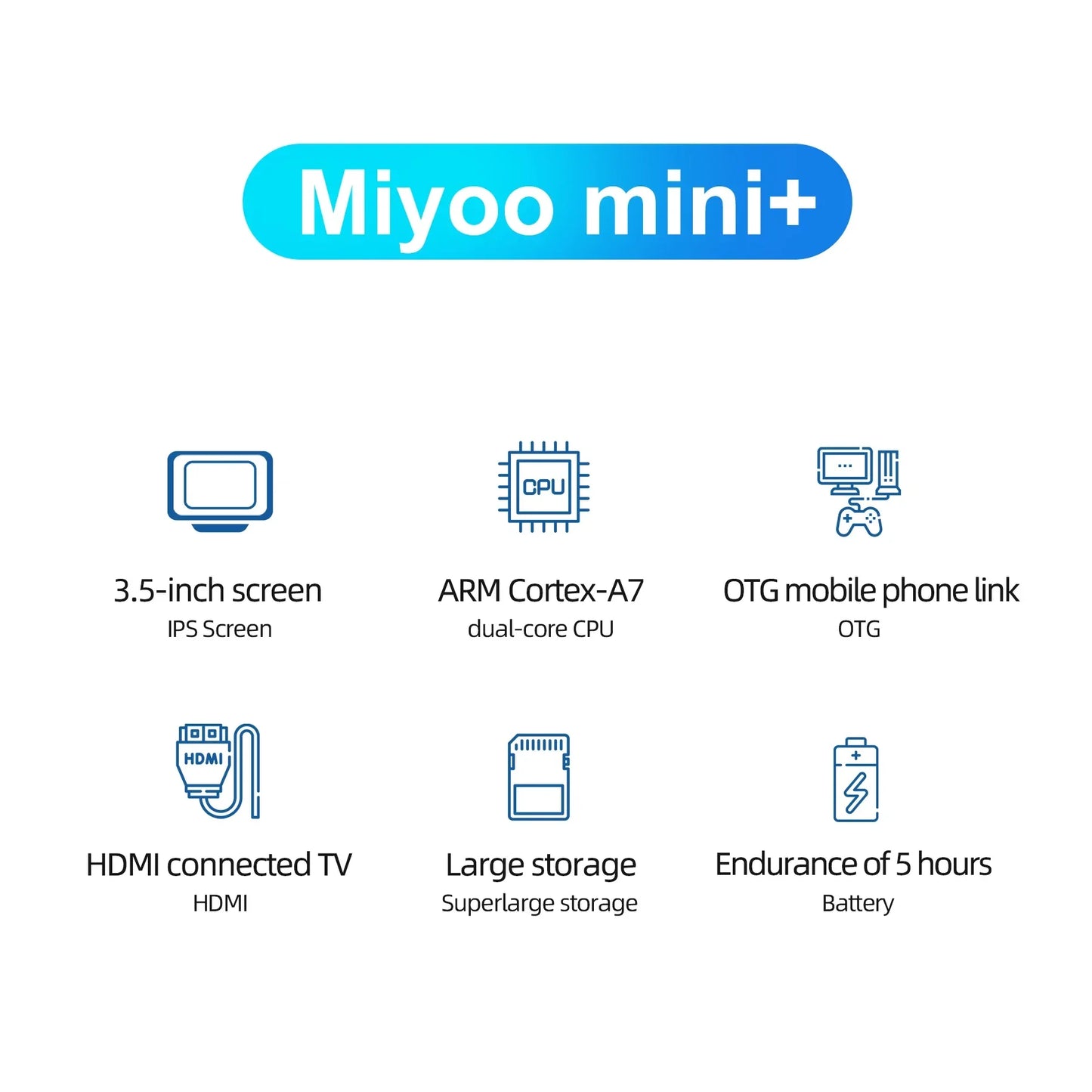 MIYOO Mini Plus Portable Retro Handheld Game Console V2 Mini+ 3.5 Inch IPS Screen Classic Video Game Console Linux System Gift.