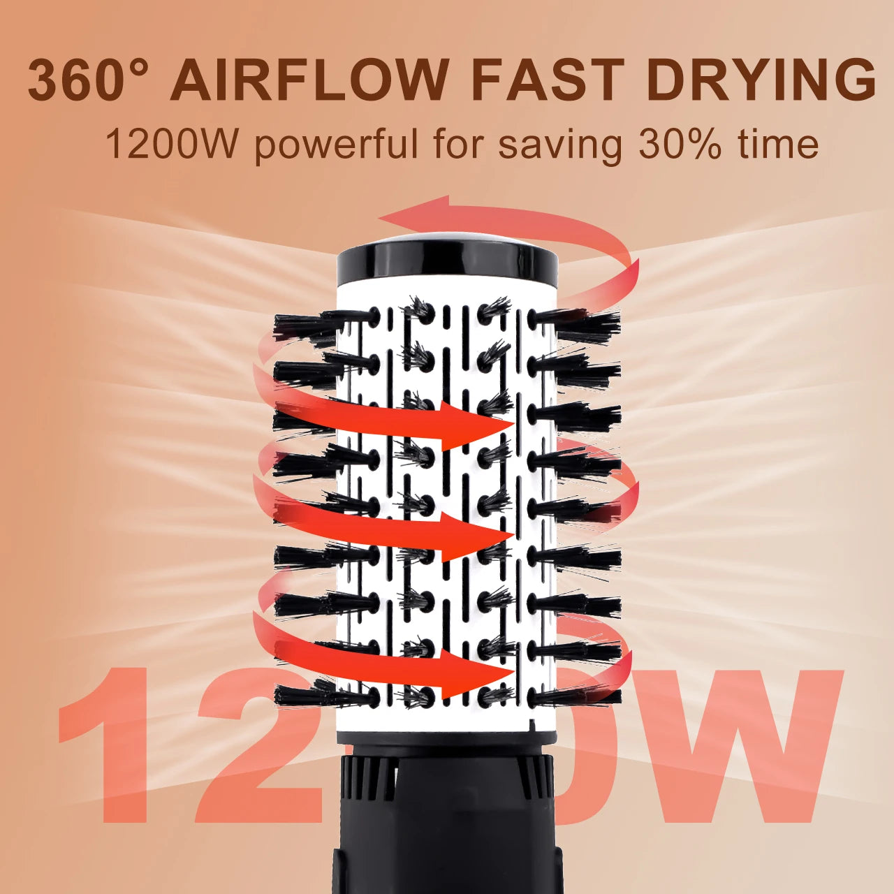 Hatteker EU 4-Head Hot Air Brush Hair Dryer Strong Wind Electric Straightener Curler Roller Comb Blower Styling Tool for Woman.