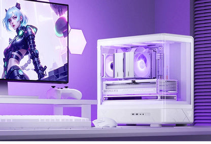 JONSBO D200 MATX Case (Column-Free Curved Sea View/240 Radiator/ATX Power Supply/Digital Display/Type-C Gen2 10Gbps+).