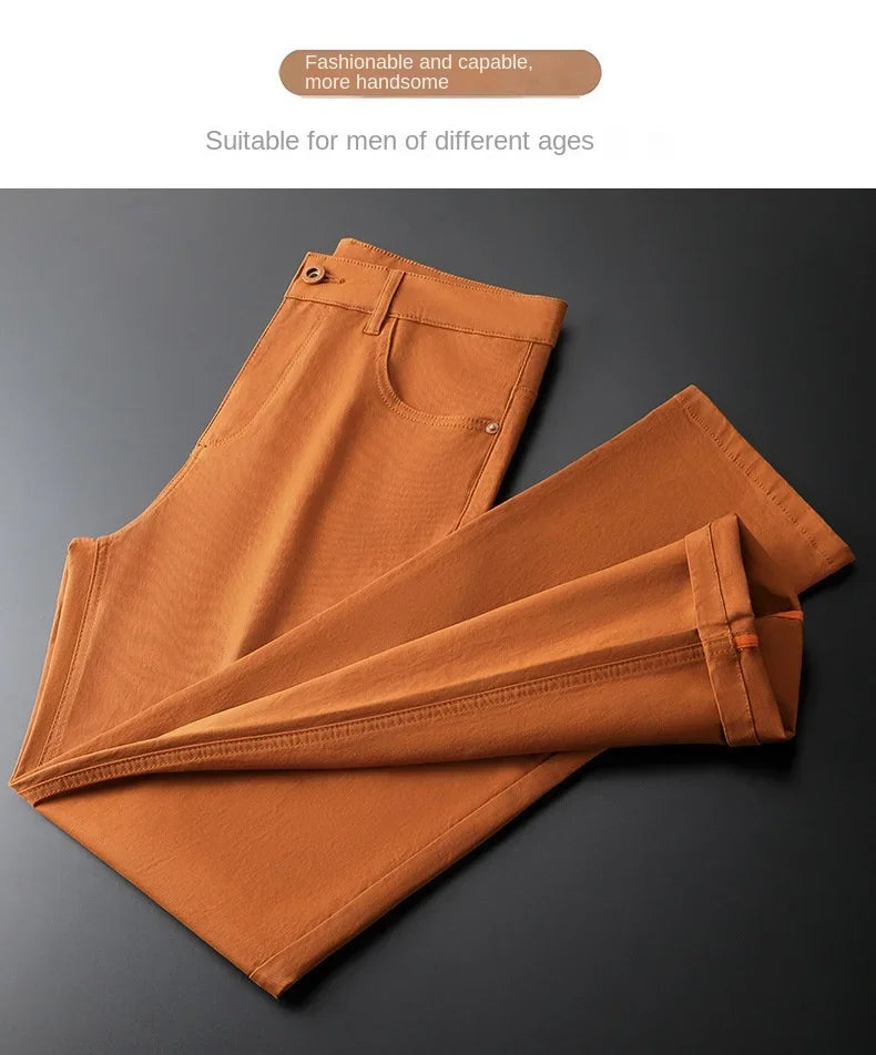 Seven-Color Stretch Jean Men's Trendy Wild Simple 97% Cotton High-End Slim-Fitting Small Straight Casual Men's Clothing Trousers.