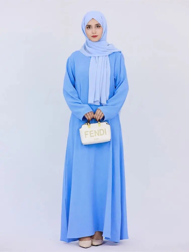 Ramadan Eid Solid Linen Dubai Abaya Turkey Islam Muslim Modest Dress Kaftan Prayer Clothes For Women Kebaya Robe Femme Musulmane