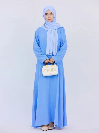 Ramadan Eid Solid Linen Dubai Abaya Turkey Islam Muslim Modest Dress Kaftan Prayer Clothes For Women Kebaya Robe Femme Musulmane