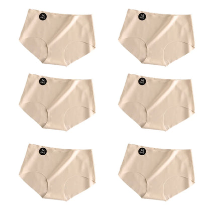 6pcs Seamless Mulberry Silk Panties Women's Ultra-thin Underwear Sexy High-elastic Soft Breathable Female Daily Panties.