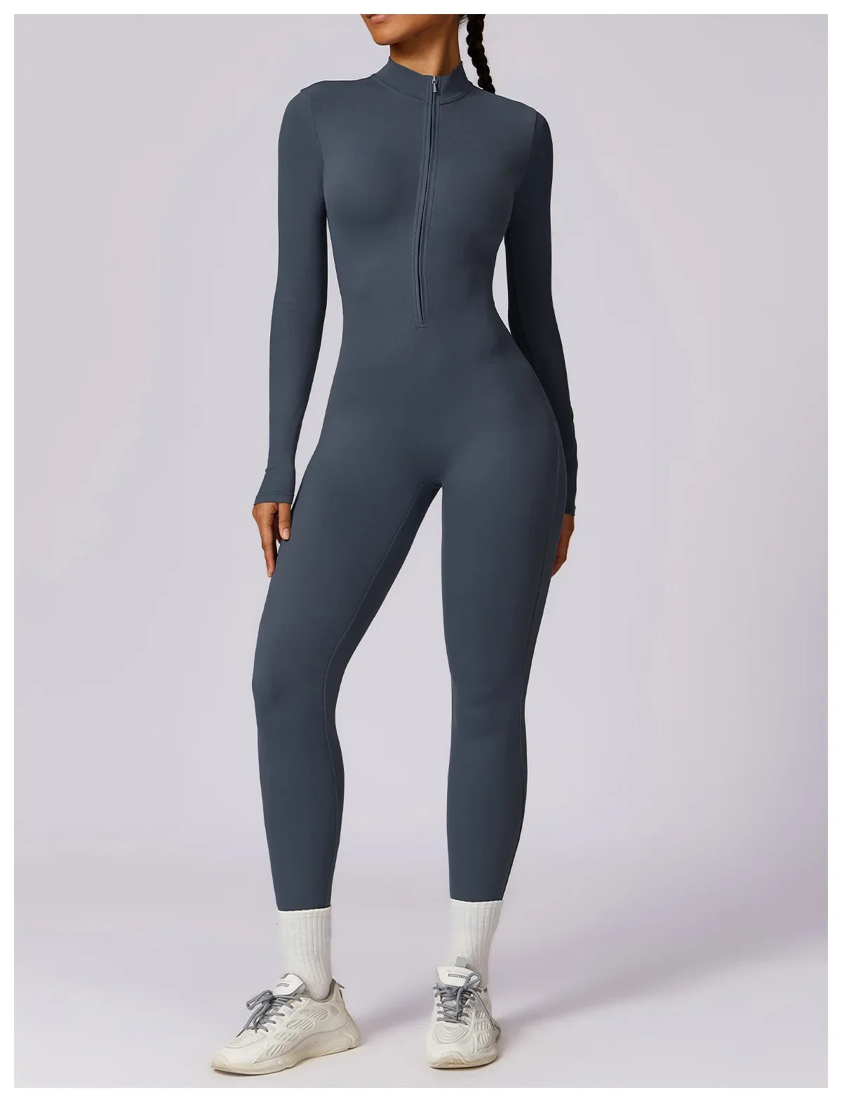Zipper Sensation Long Sleeve Yoga Suit High Intensity Fitness Sports Bodysuit Tight Fit Clothing 8306 One Piece Suit