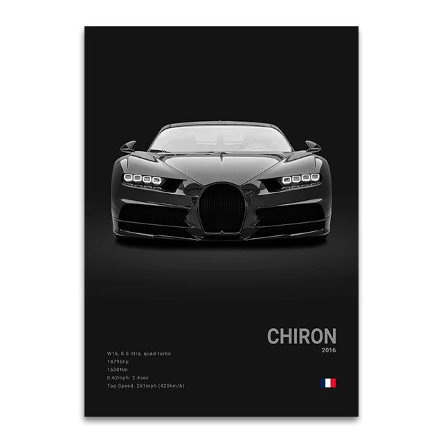 CHIRON EB110 Canvas Wall Art Print Poster DIVO Sports Car Decoration Painting Modern Home Decoration Painting Car Lover Gift