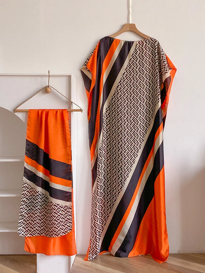 Sommer Neue Mode Afrikanische Kleider Für Frauen Elegante Gedruckt Seide Muslimischen Dame Lange Hijab Kaftan Kleid Oversize Kuwait Abaya