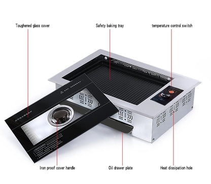 U-shaped electric oven Korean household non stick electric oven smokeless barbecue plate iron plate barbecue pot.